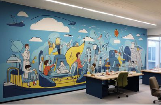 营山县办公室墙绘的特点。